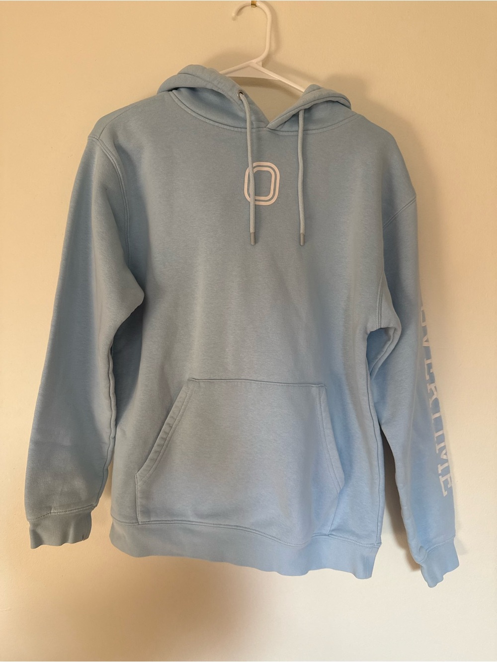 Men's Light Blue Hooded Sweatshirt with Sleeve Print